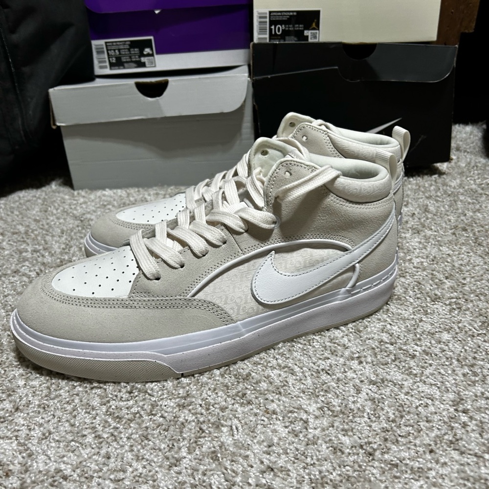 Nike Men's White and Cream High-Top Sneakers